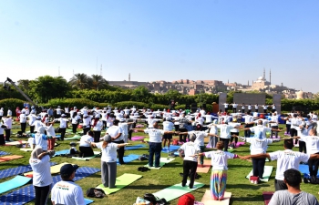 International Day of Yoga celebrations at Al-Azhar Park, Cairo (21 June 2022)